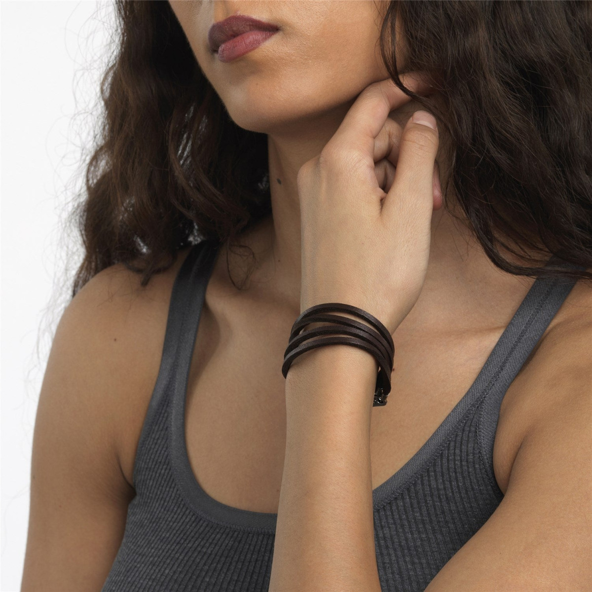 Trollbeads bruine leren armband zonder sluiting