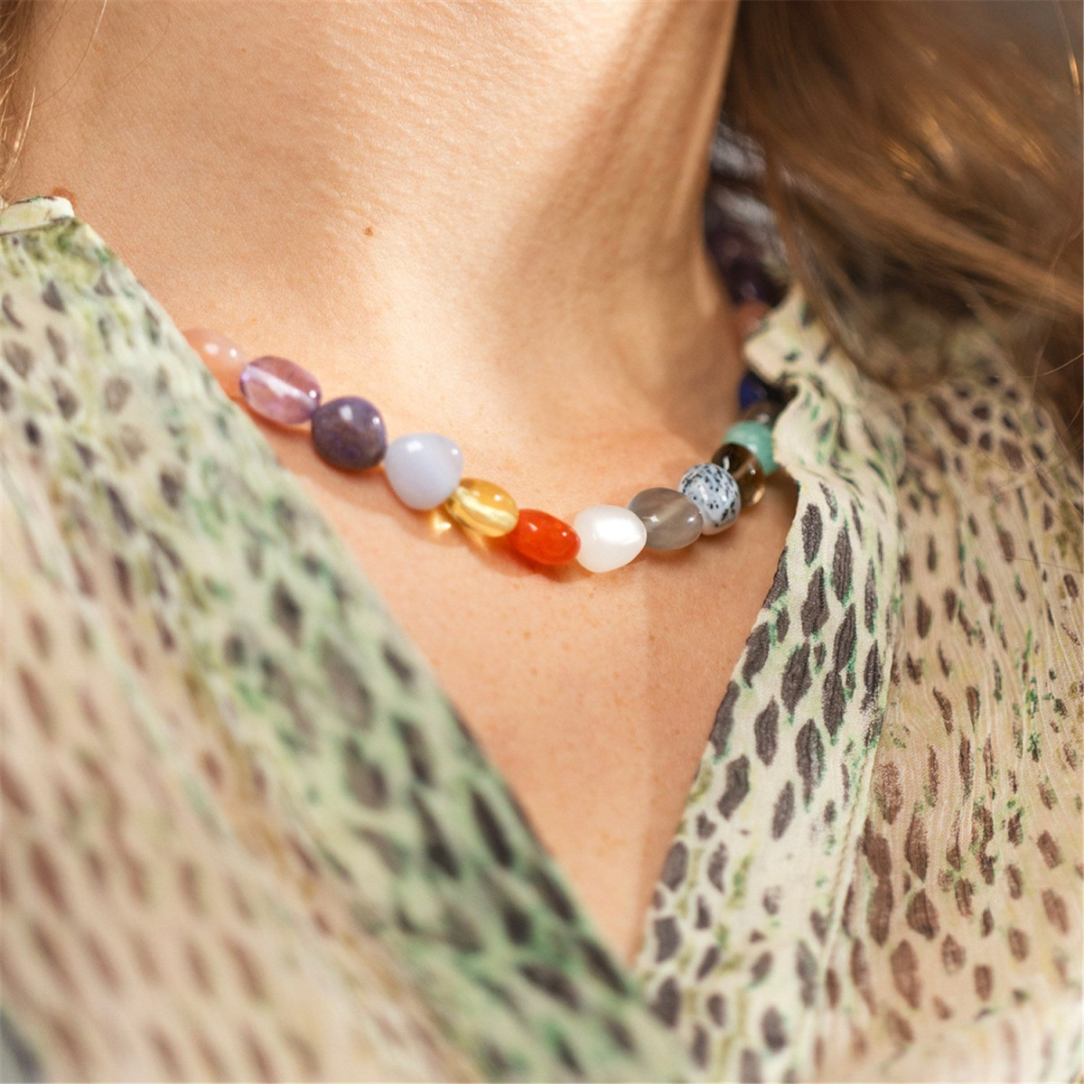 Trollbeads collier met kleurrijke edelstenen