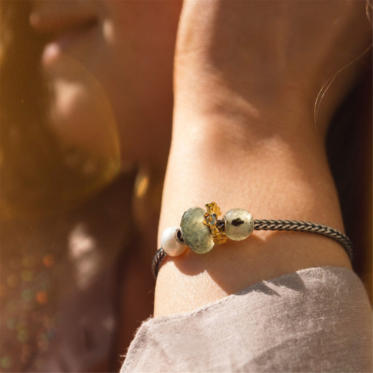 Trollbeads TSTBE-00048 Groene prehniet kraal van zilver