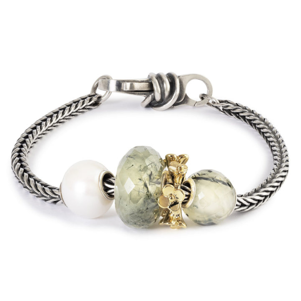 Trollbeads TSTBE-00048 Groene prehniet kraal van zilver