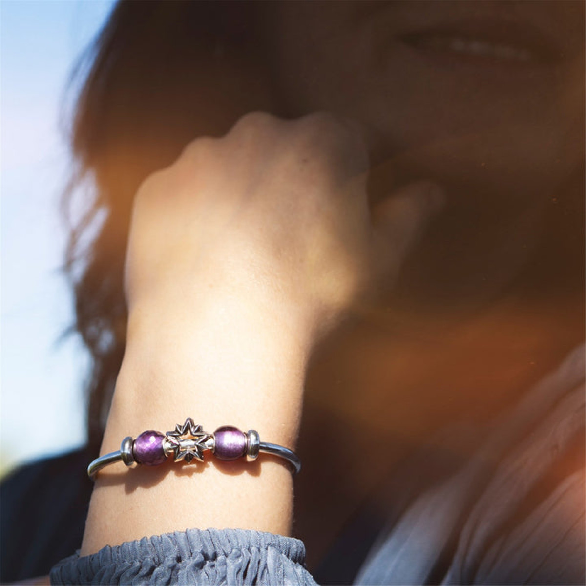 Trollbeads TSTBE-00051 Paars zilveren kraal met amethist