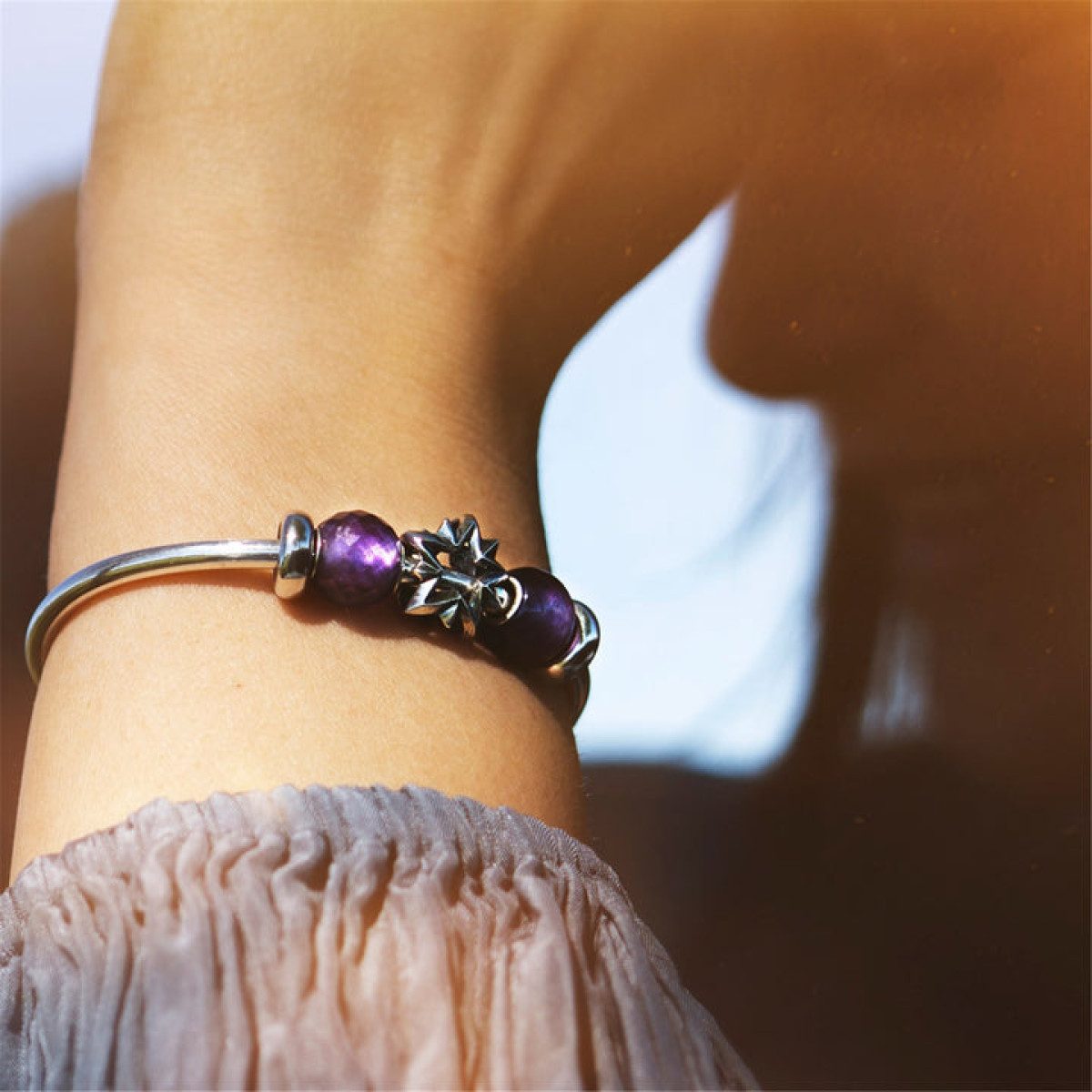 Trollbeads TSTBE-00051 Paars zilveren kraal met amethist