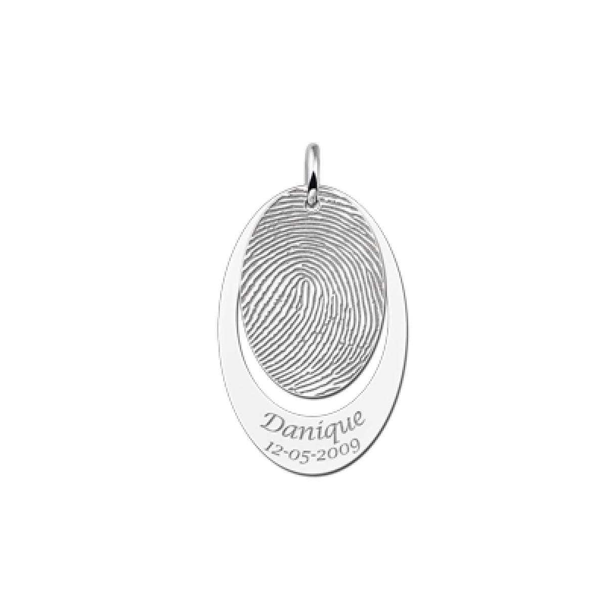 Tweedelige hanger met vingerafdruk zilver - 18 x 27 mm - Names4ever