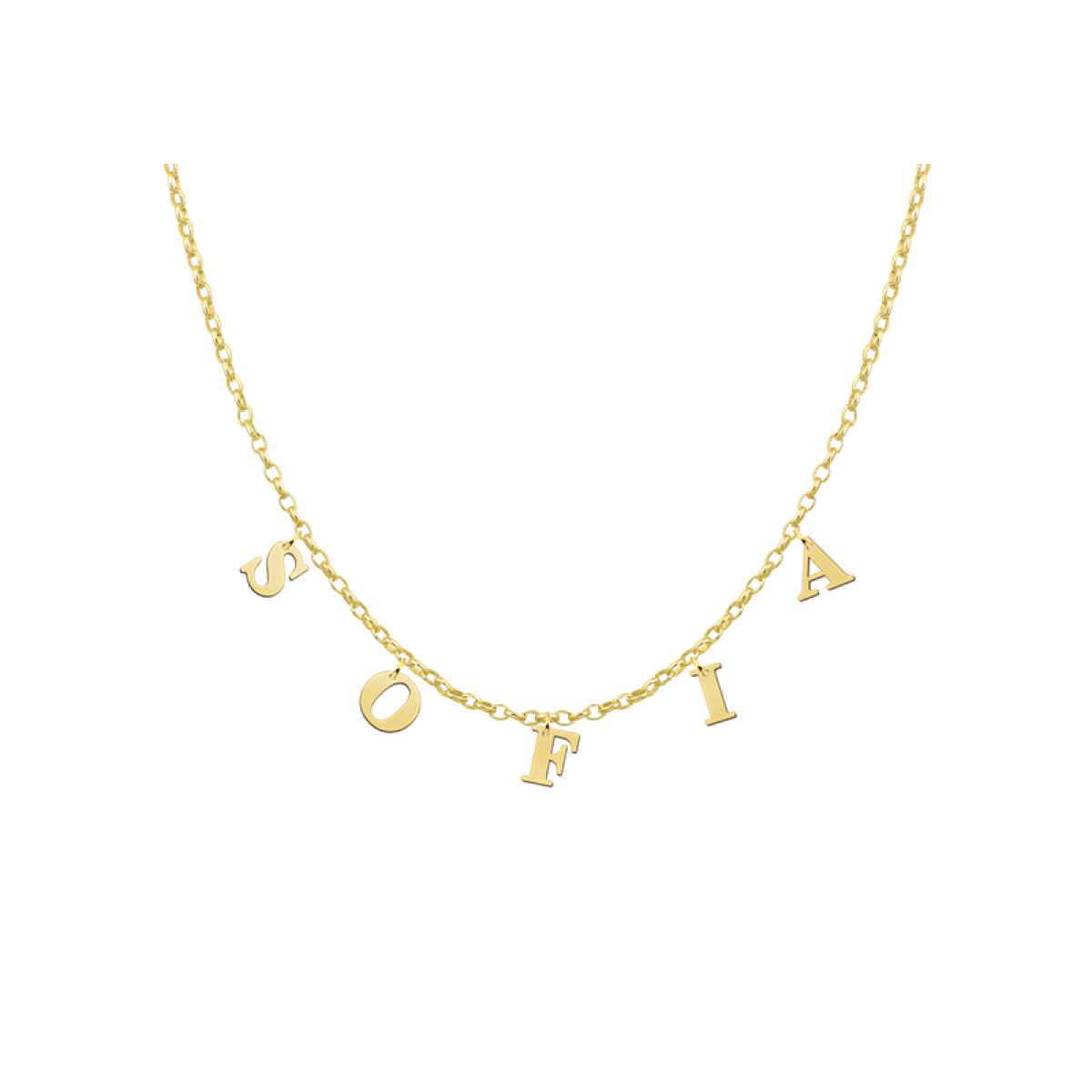 Gold plated naamketting met letters Names4ever
