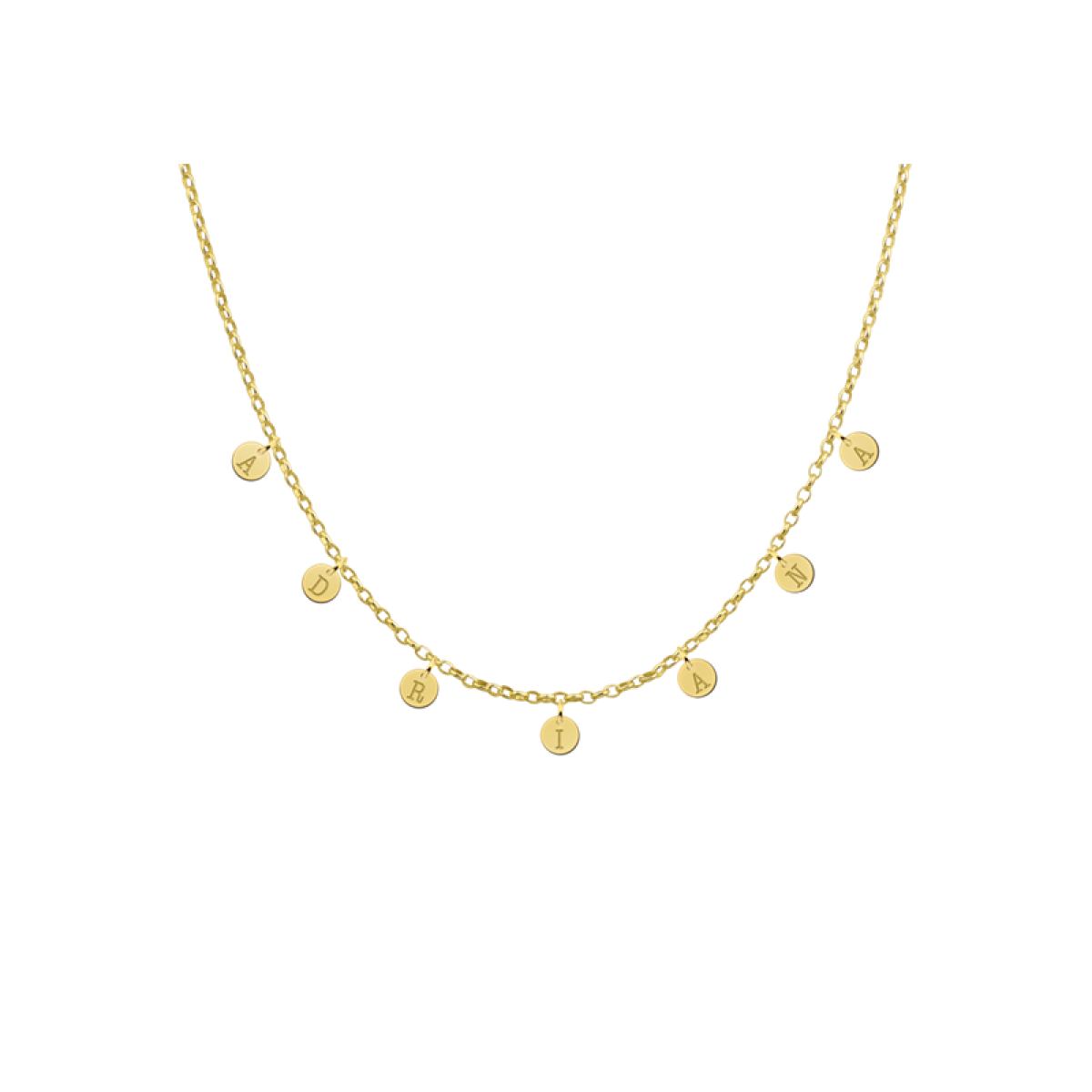 Gold plated naamketting met rondjes names4ever