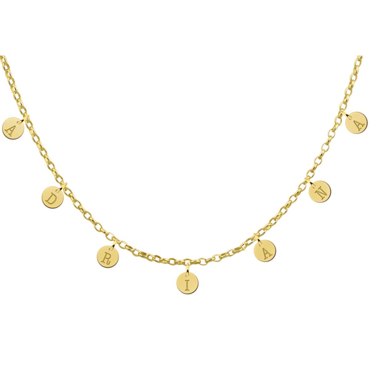 Gold plated naamketting met rondjes names4ever