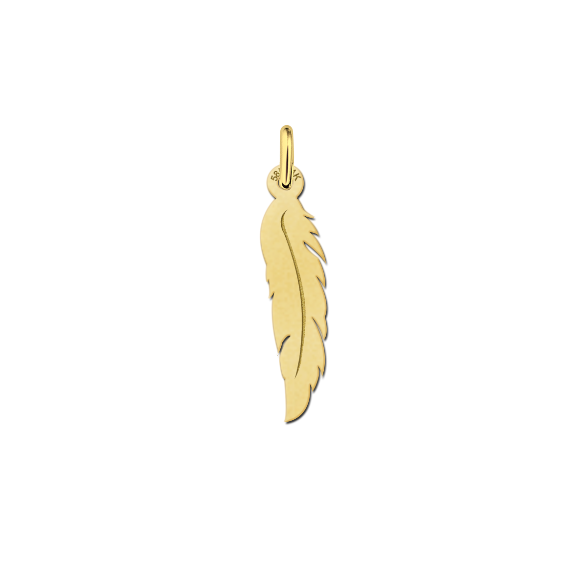 Gouden veer hanger met of zonder ketting