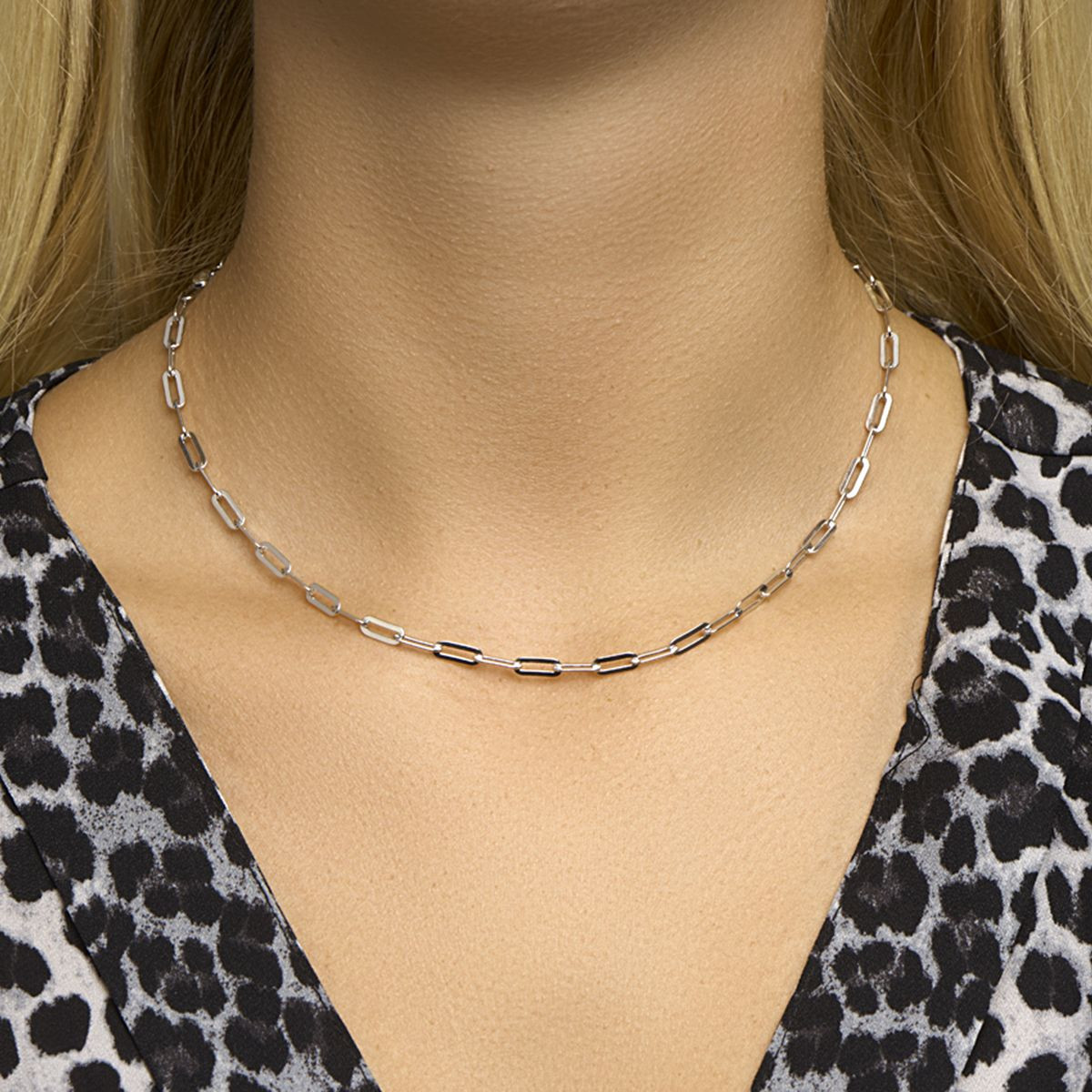 Zilveren paperclip collier 3.8 mm 41+4 cm