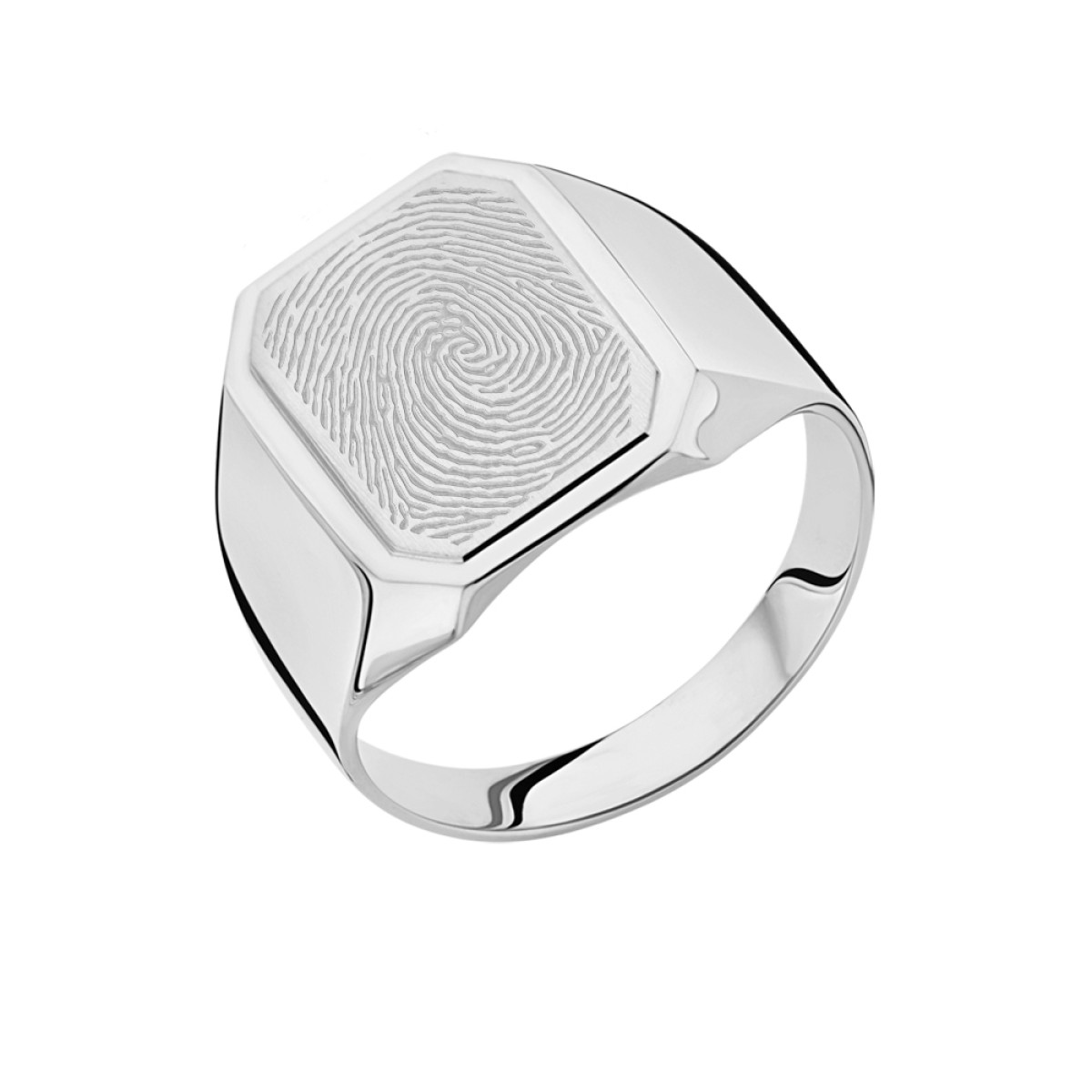 Names4ever vingerafdruk zegelring rechthoek zilver - Ø 20.50 mm / maat 64