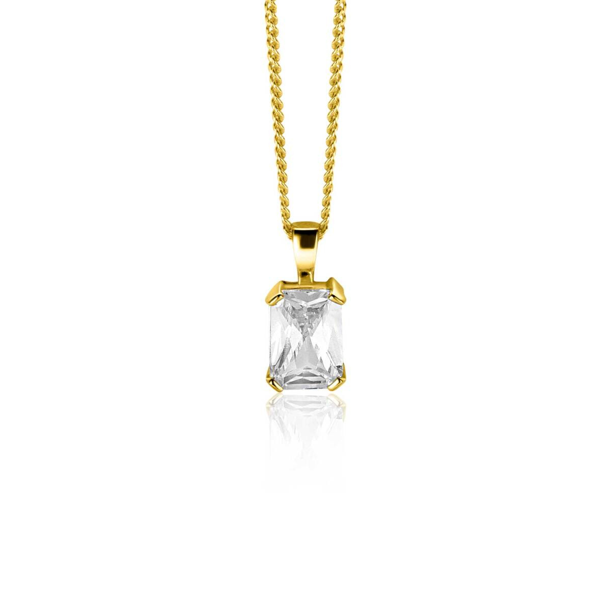 Zinzi Amaka's Favorieten ZGH509 14-karaat gouden hanger met zirkonia 5.6 mm breed - Hoogte 11.5 mm
