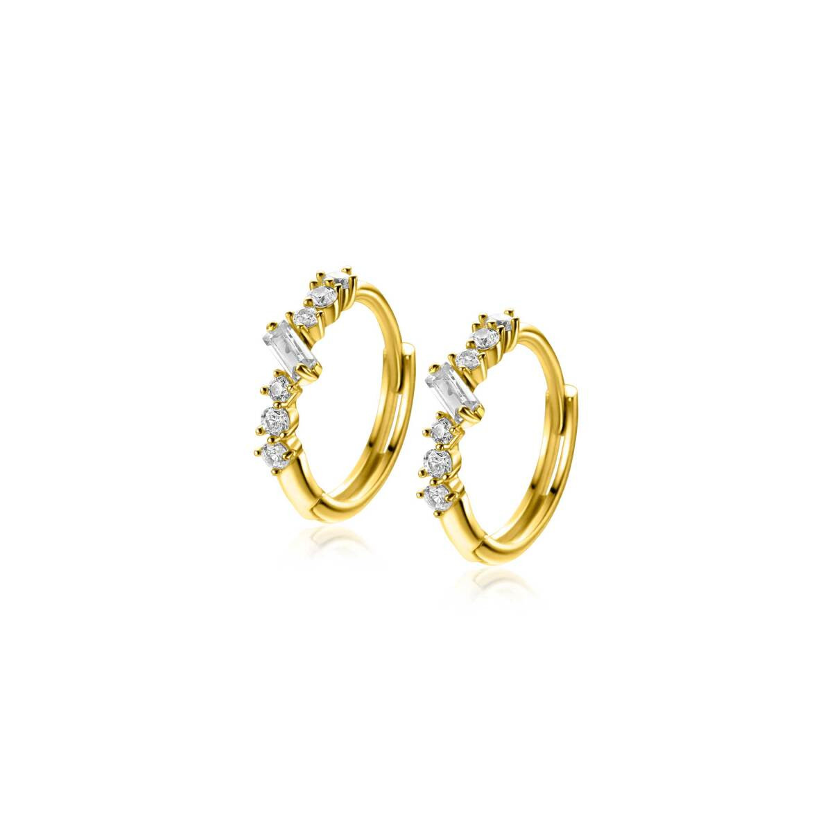 Zinzi Amaka's Favorieten ZGO528 gouden oorringen met zirkonia cirkel 3 mm breed - Diameter 13 mm
