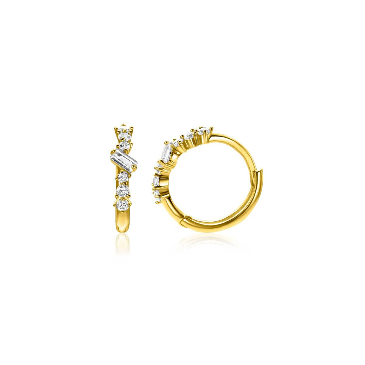Zinzi Amaka's Favorieten ZGO528 gouden oorringen met zirkonia cirkel 3 mm breed - Diameter 13 mm
