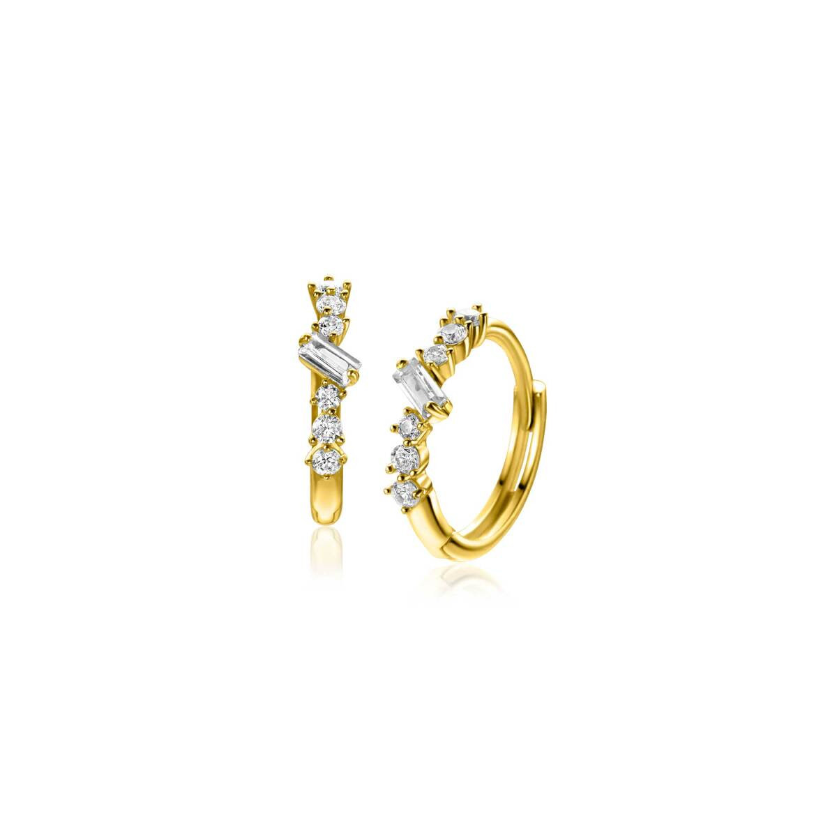 Zinzi Amaka's Favorieten ZGO528 gouden oorringen met zirkonia cirkel 3 mm breed - Diameter 13 mm
