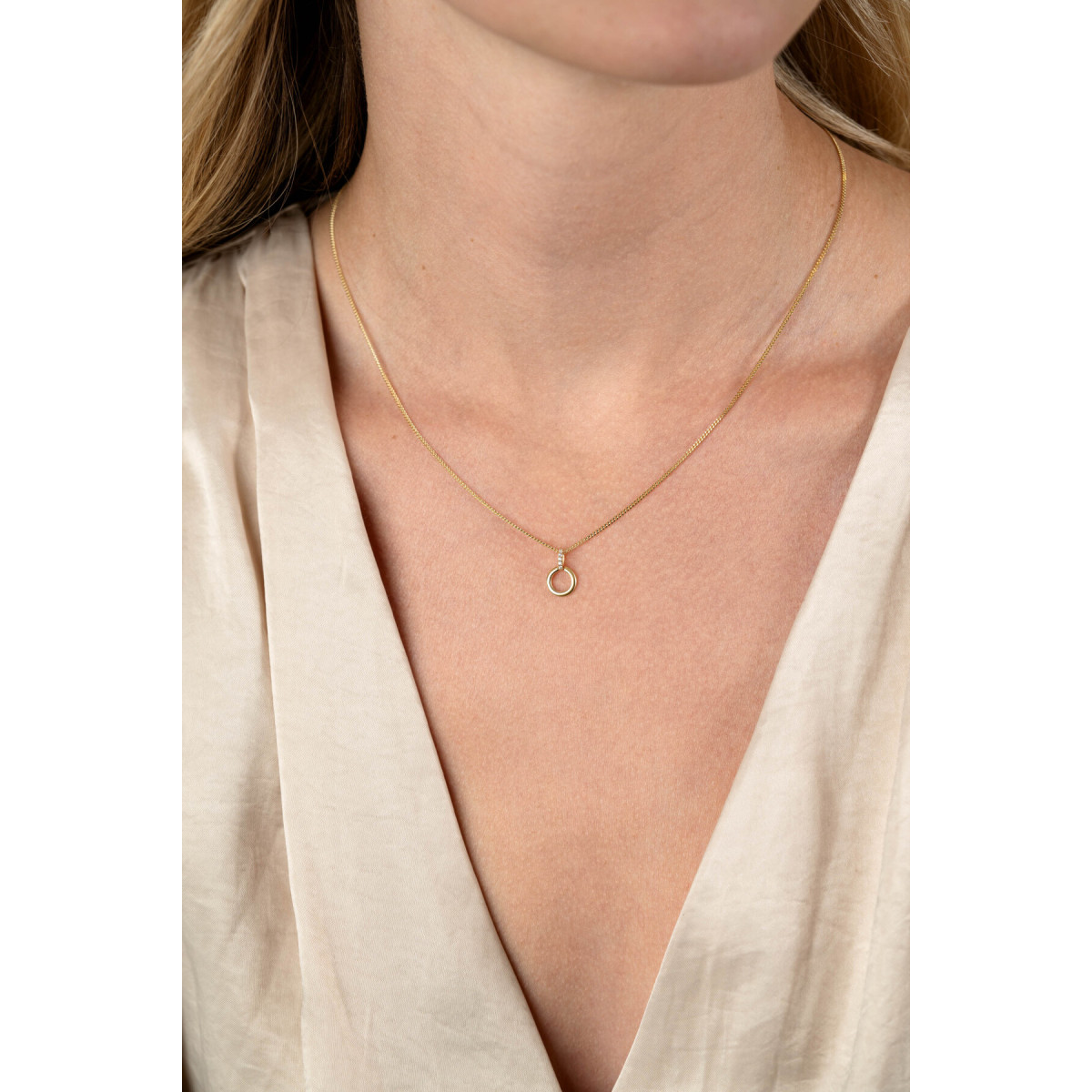 Zinzi Fatima's Favorieten ZGH512 14-karaat gouden hanger met zirkonia 7.6 mm breed - Hoogte 12.5 mm