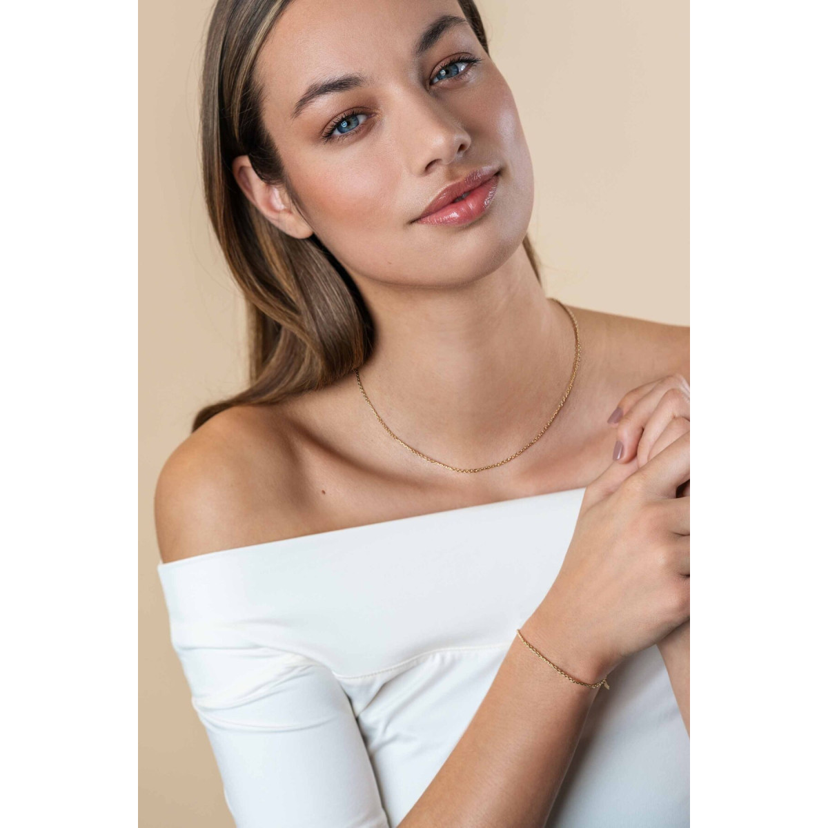 Zinzi Fatima's Favorieten ZGA500 gouden armband met diverse schakels 2 mm breed - Lengte 17-19 cm