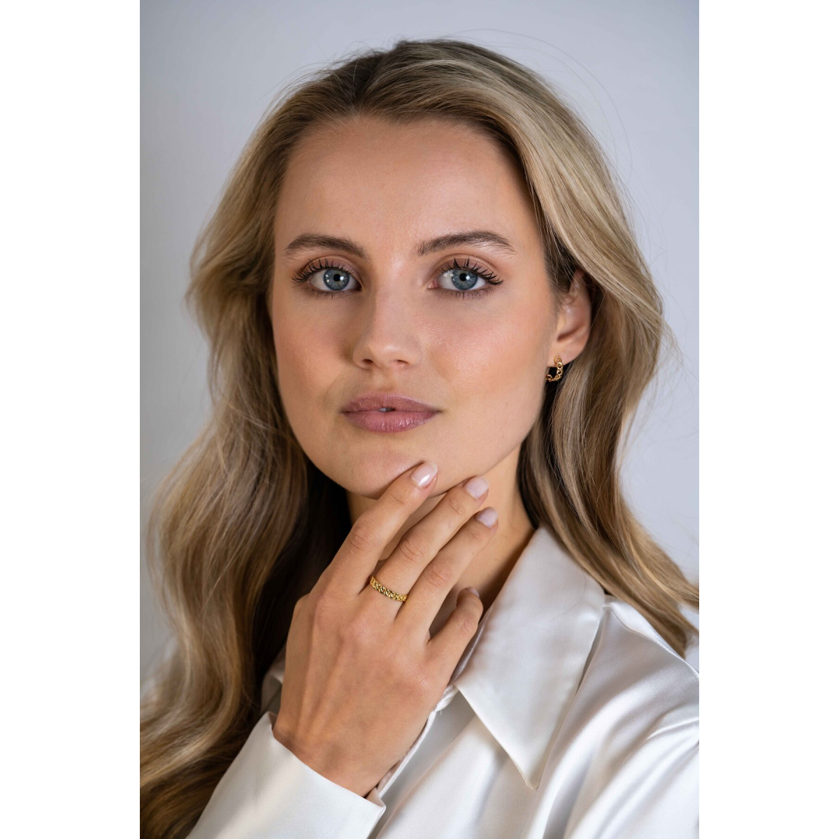 Zinzi Gold ZGR375 gouden schakelring met gourmet-schakelpatroon 3.6 mm breed