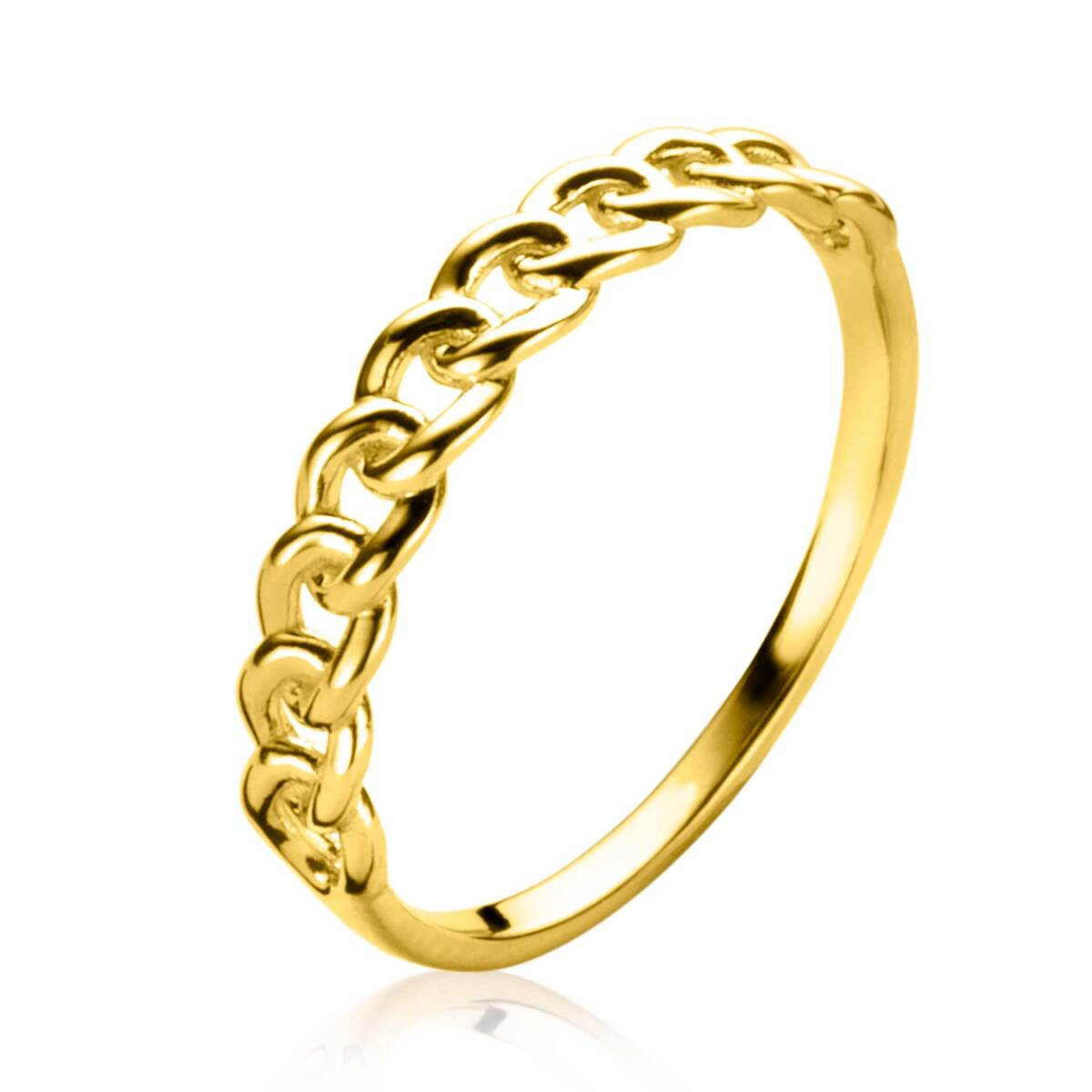 Zinzi Gold ZGR375 gouden schakelring met gourmet-schakelpatroon 3.6 mm breed