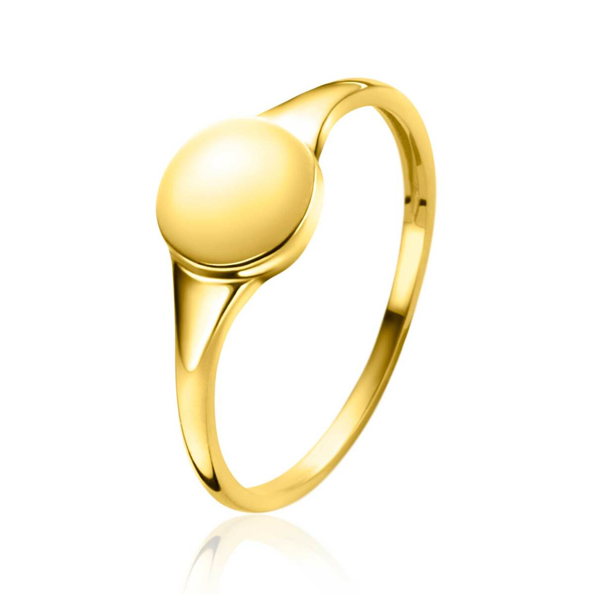 Zinzi Gold ZGR406 gouden ring met rond plaatje 7 mm breed