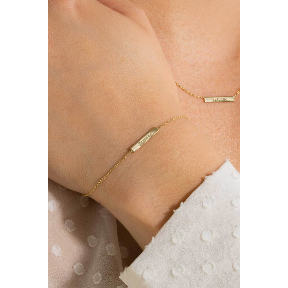 Zinzi Gravures ZGA176 14-karaat gouden plaatarmband met jasseron schakels 3 mm breed - Lengte 17-19 cm