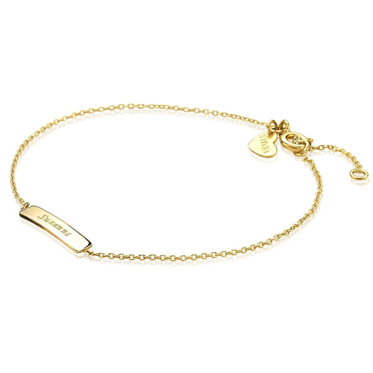 Zinzi Gravures ZGA176 14-karaat gouden plaatarmband met jasseron schakels 3 mm breed - Lengte 17-19 cm