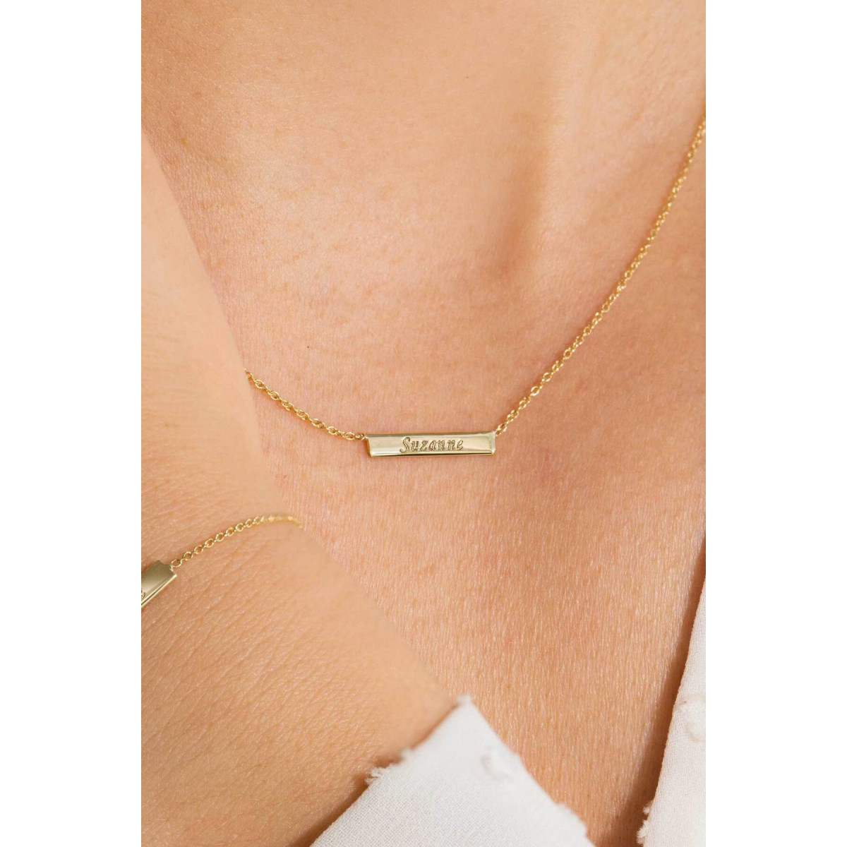 Zinzi Gravures ZGC176 gouden ketting met barhanger 5 mm x 2 mm - Lengte 40-42 cm