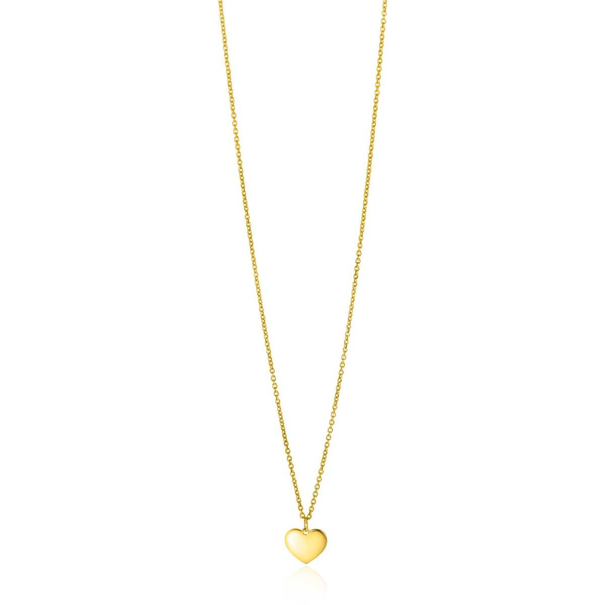 Zinzi Gravures ZGC312 14-karaat gouden glanzende ketting met hart hanger 8 mm - Lengte 40-43 cm