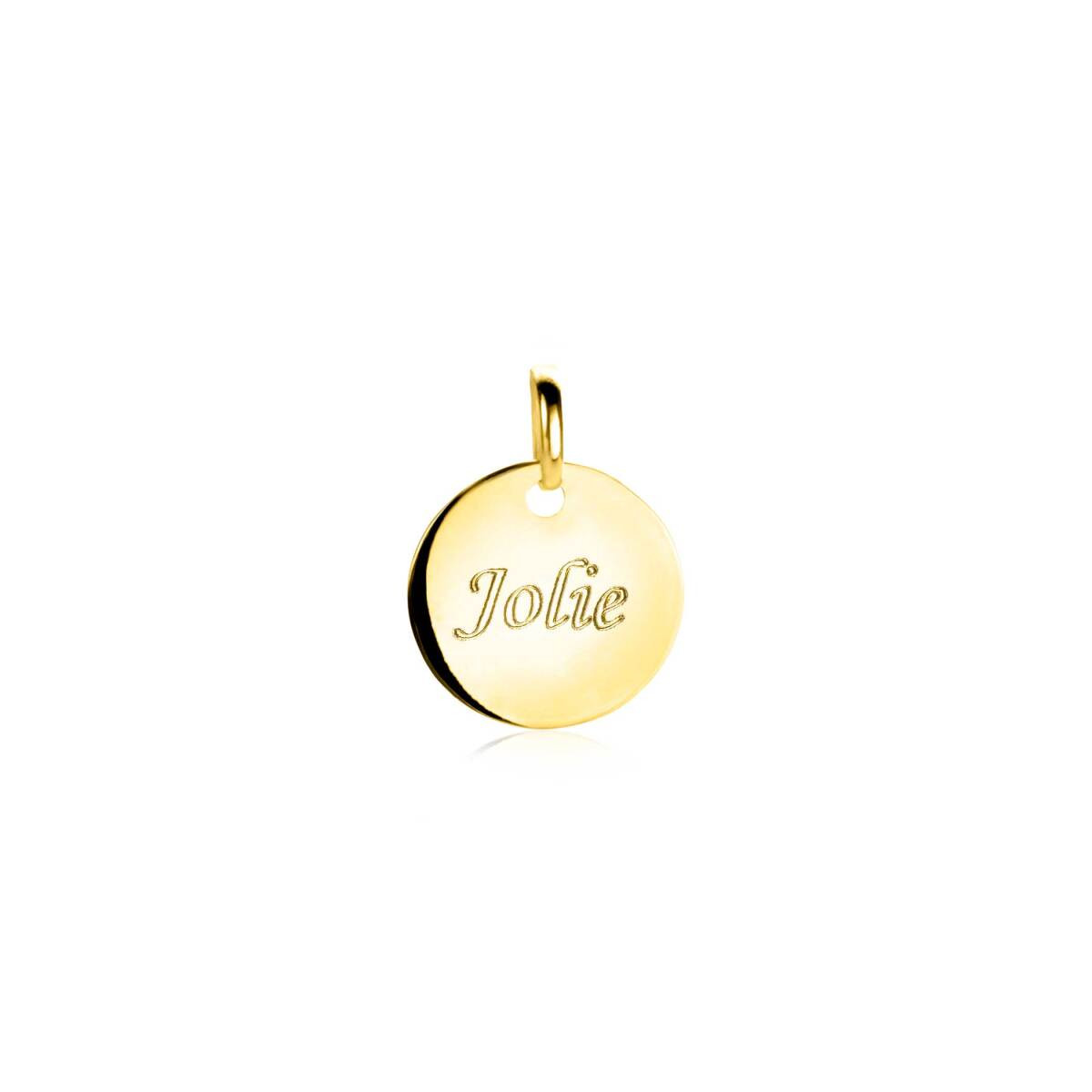 Zinzi Gravures ZGH397-12 14-karaat gouden graveerhanger rond 12 mm breed - Hoogte 15 mm