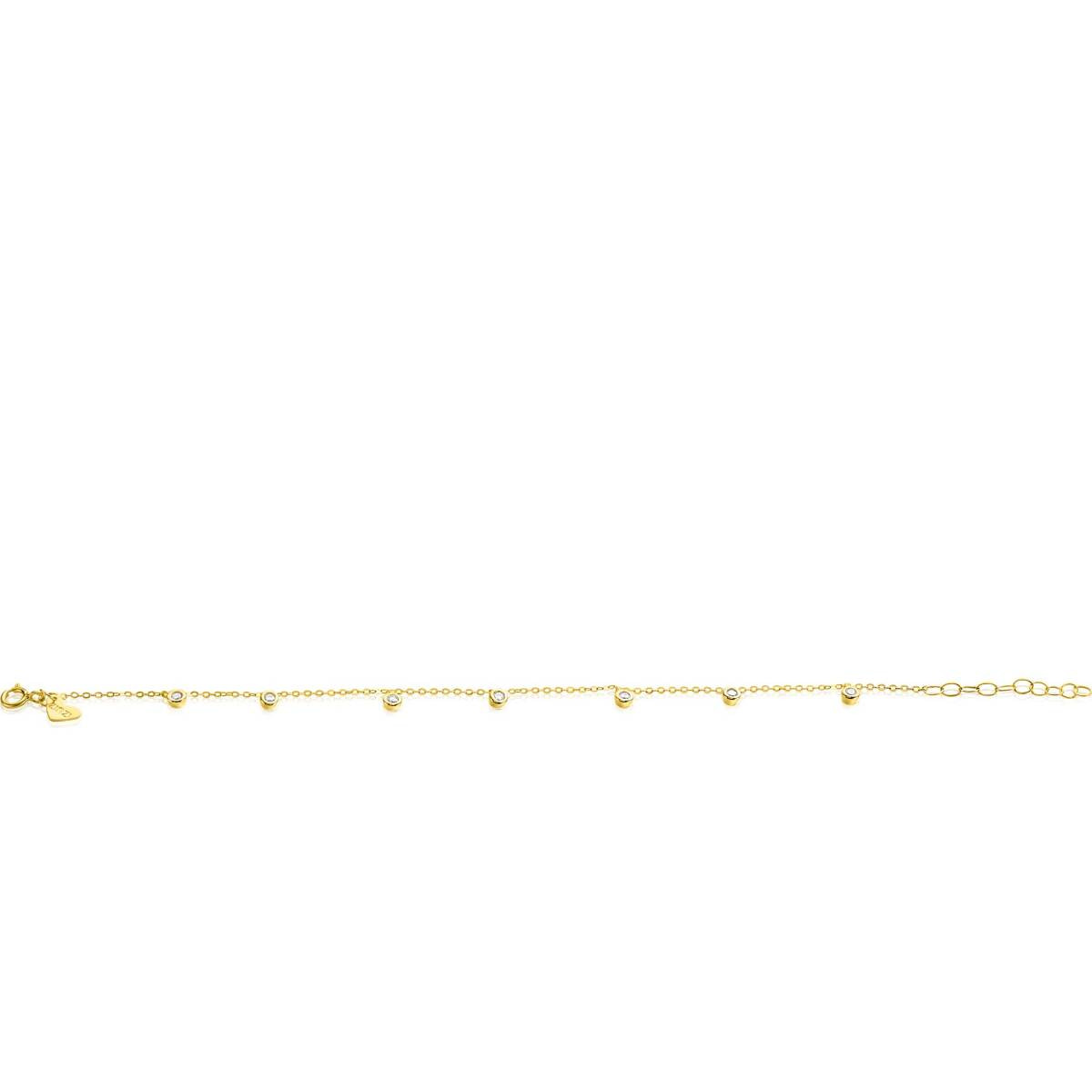 Zinzi Liekes Favorieten ZGA451 gouden armband met ronde zirkonia hangers - Lengte 15.5-18.5 cm