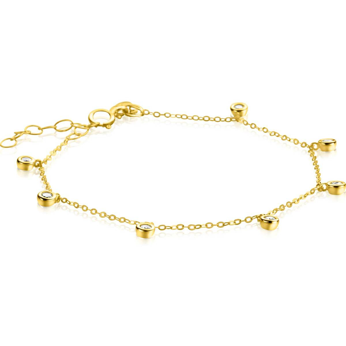 Zinzi Liekes Favorieten ZGA451 gouden armband met ronde zirkonia hangers - Lengte 15.5-18.5 cm