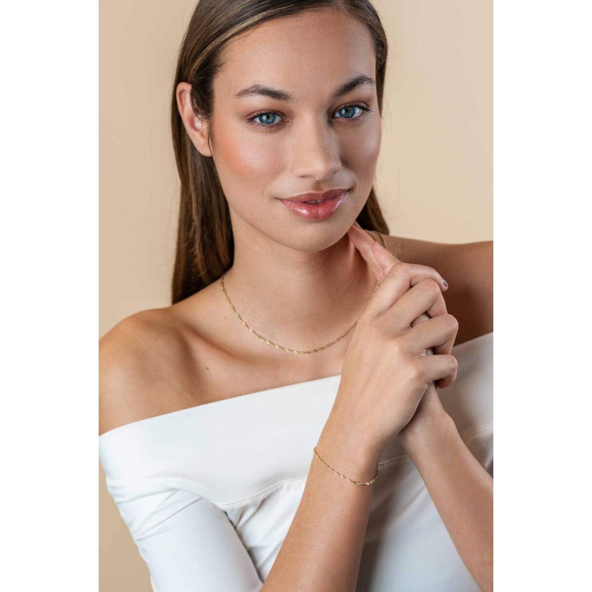 Zinzi Liekes Favorieten ZGA501 gouden armband met singapore schakels 1.8 mm breed - Lengte 17-19 cm