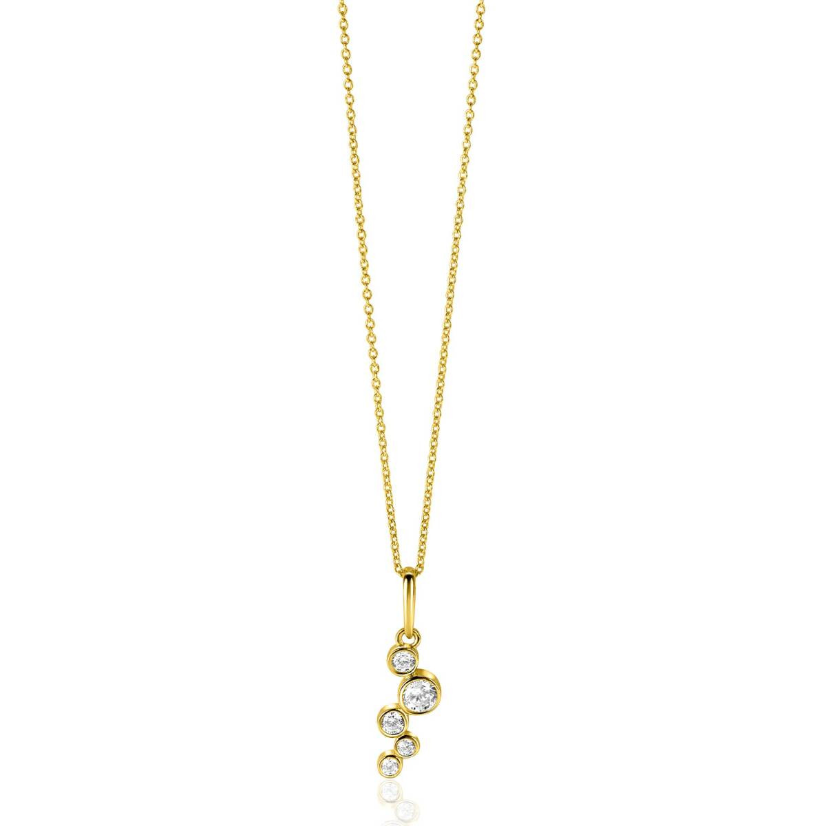 Zinzi Liekes Favorieten ZGH513 gouden hanger met zirkonia 5 mm breed - Hoogte 17 mm