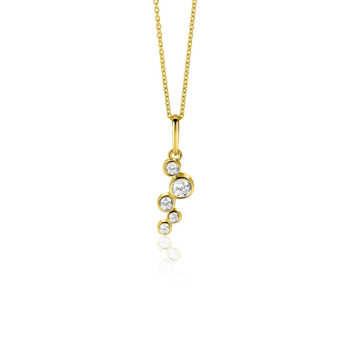 Zinzi Liekes Favorieten ZGH513 gouden hanger met zirkonia 5 mm breed - Hoogte 17 mm