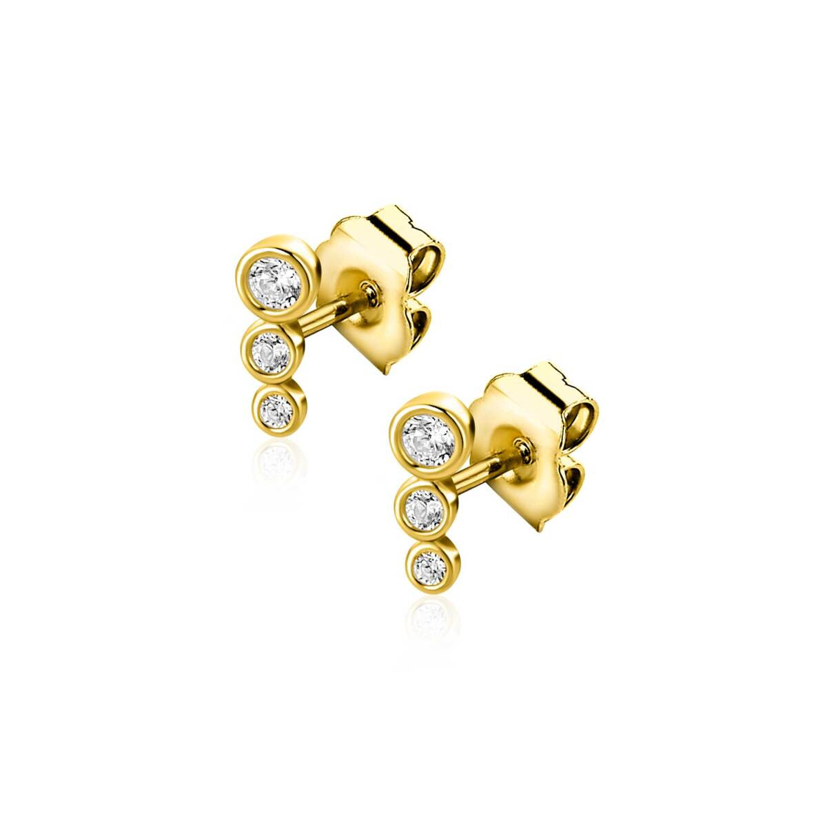Zinzi Liekes Favorieten ZGO556 gouden oorstekers met zirkonia 2.9 mm breed - Hoogte 7 mm