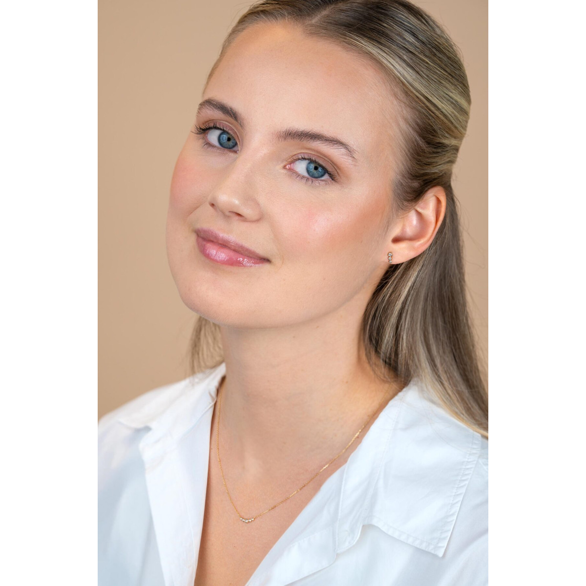Zinzi Liekes Favorieten ZGO556 gouden oorstekers met zirkonia 2.9 mm breed - Hoogte 7 mm