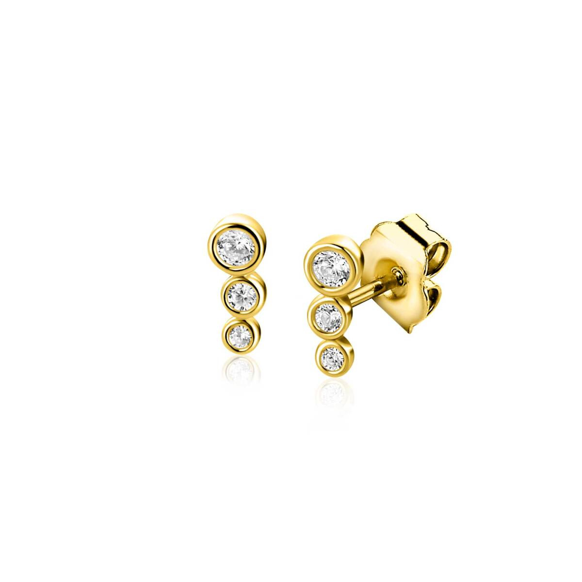 Zinzi Liekes Favorieten ZGO556 gouden oorstekers met zirkonia 2.9 mm breed - Hoogte 7 mm