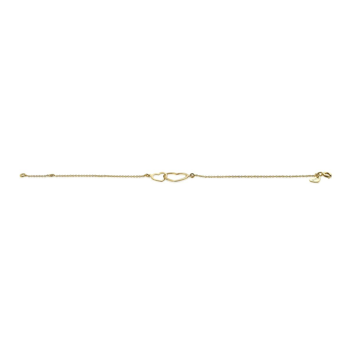 Zinzi ZGA114 14-karaat gouden armband met 2 hartjes 12 mm breed - Lengte 18-20 cm