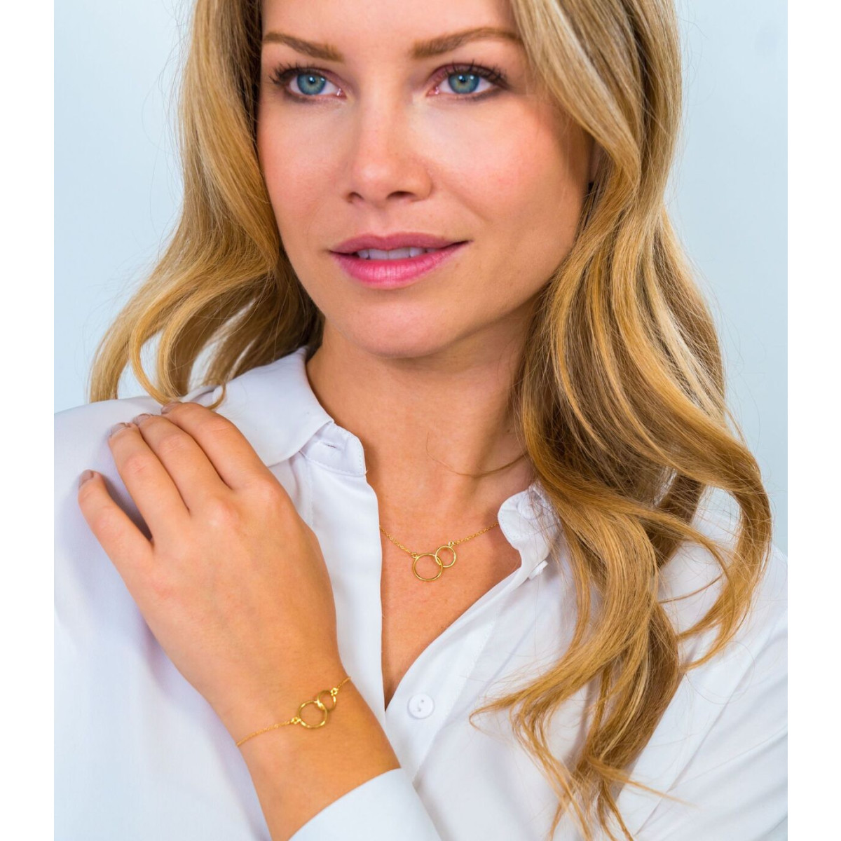 Zinzi ZGA115 14-karaat gouden armband met verbonden cirkels 11.5 mm breed - Lengte 18-20 cm