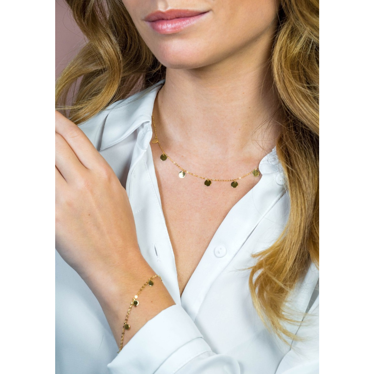 Zinzi ZGA167 14-karaat gouden armband met ronde plaatjes 6 mm breed - Lengte 18-20 cm