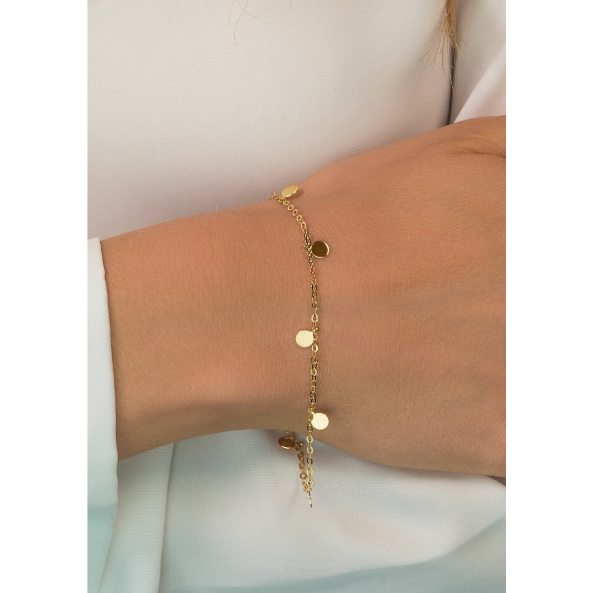 Zinzi ZGA167 14-karaat gouden armband met ronde plaatjes 6 mm breed - Lengte 18-20 cm