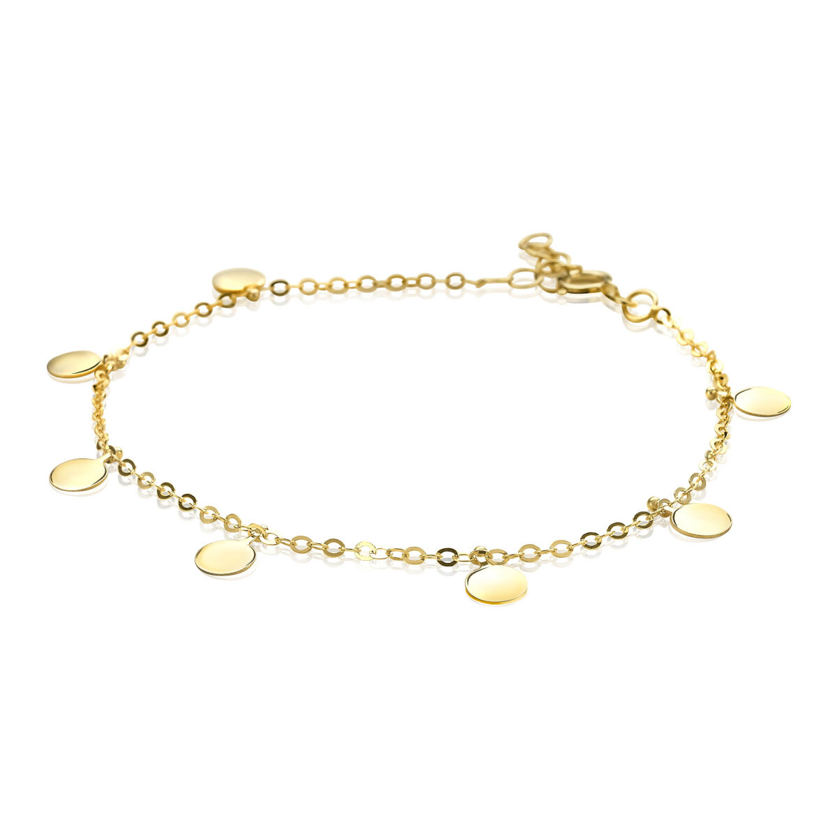 Zinzi ZGA167 14-karaat gouden armband met ronde plaatjes 6 mm breed - Lengte 18-20 cm