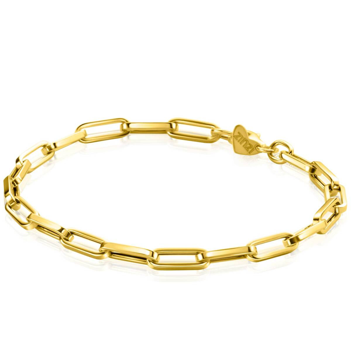 Zinzi ZGA347 14-karaat gouden schakelarmband met paperclip schakels 4 mm breed - Lengte 19 cm