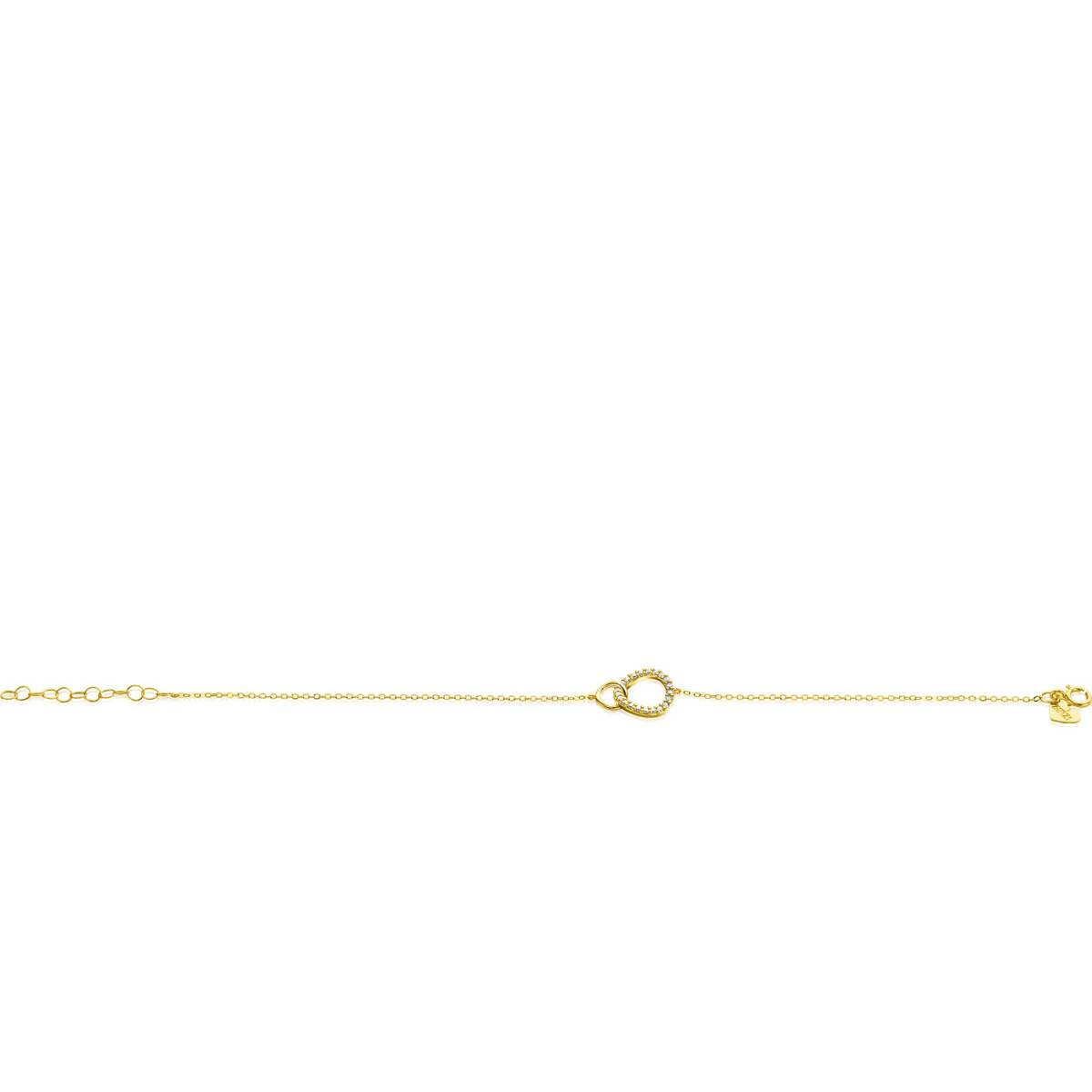 Zinzi ZGA460 gouden armband met 2 verbonden cirkels 11 mm breed - Lengte 16.5-19.5 cm