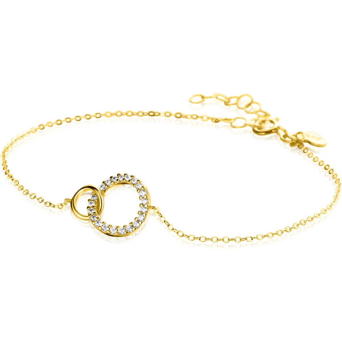Zinzi ZGA460 gouden armband met 2 verbonden cirkels 11 mm breed - Lengte 16.5-19.5 cm