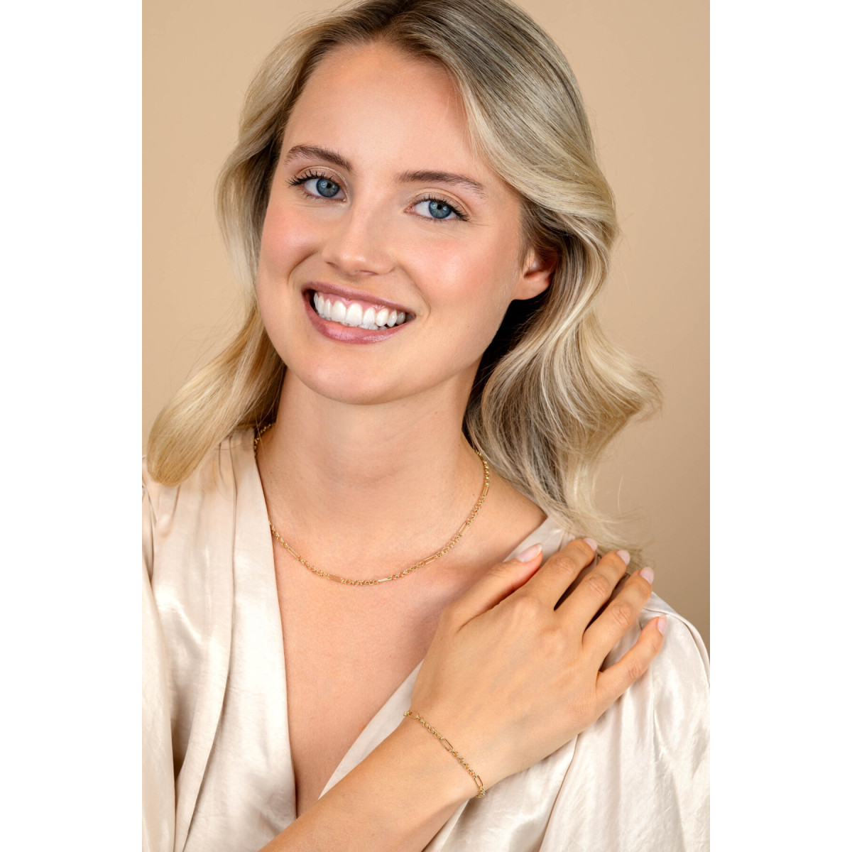 Zinzi ZGA495 14-karaat gouden armband met jasseron en paperclip schakels 3 mm breed - Lengte 17-19 cm