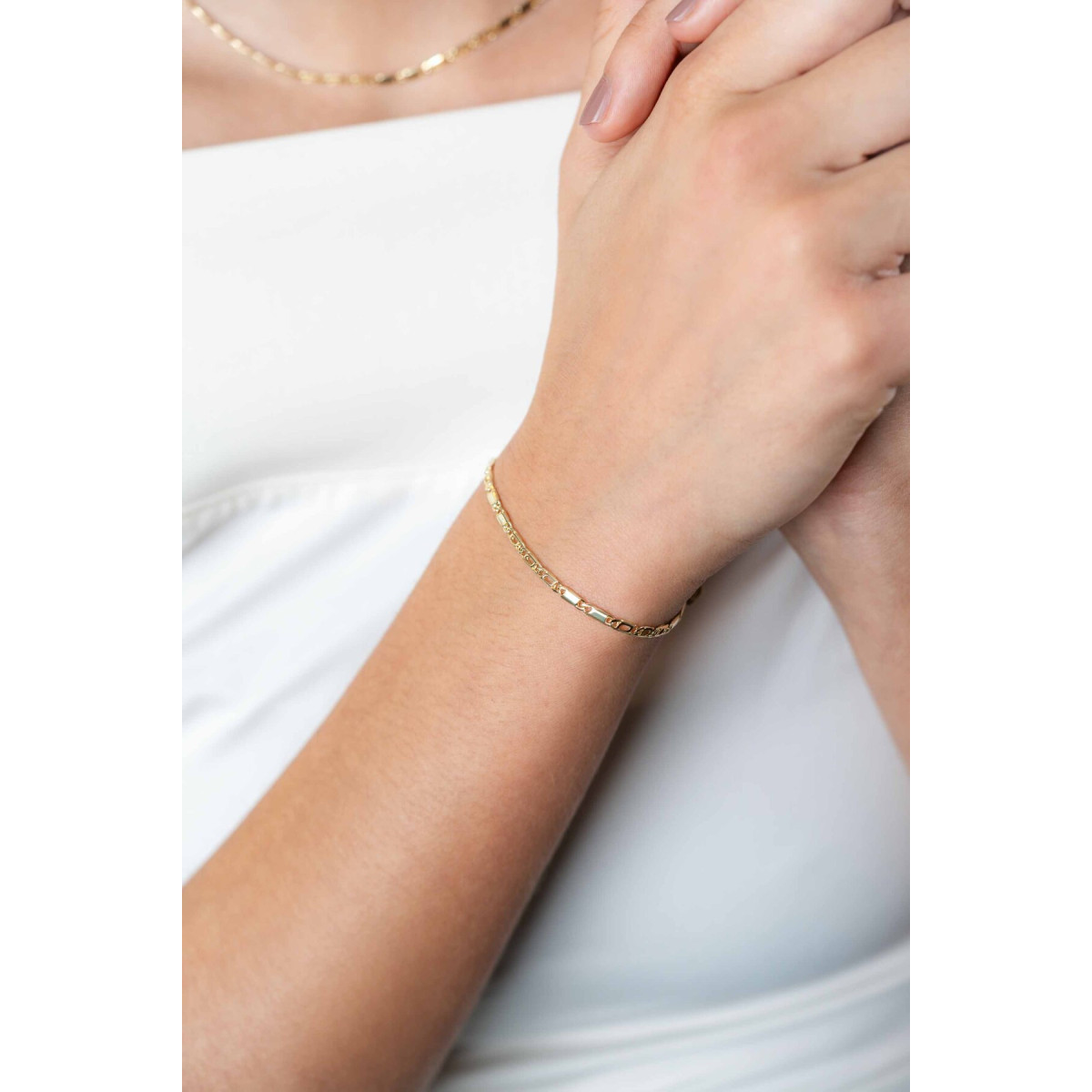 Zinzi ZGA499 14-karaat gouden armband met valkenoog schakels 2.6 mm breed - Lengte 17-19 cm