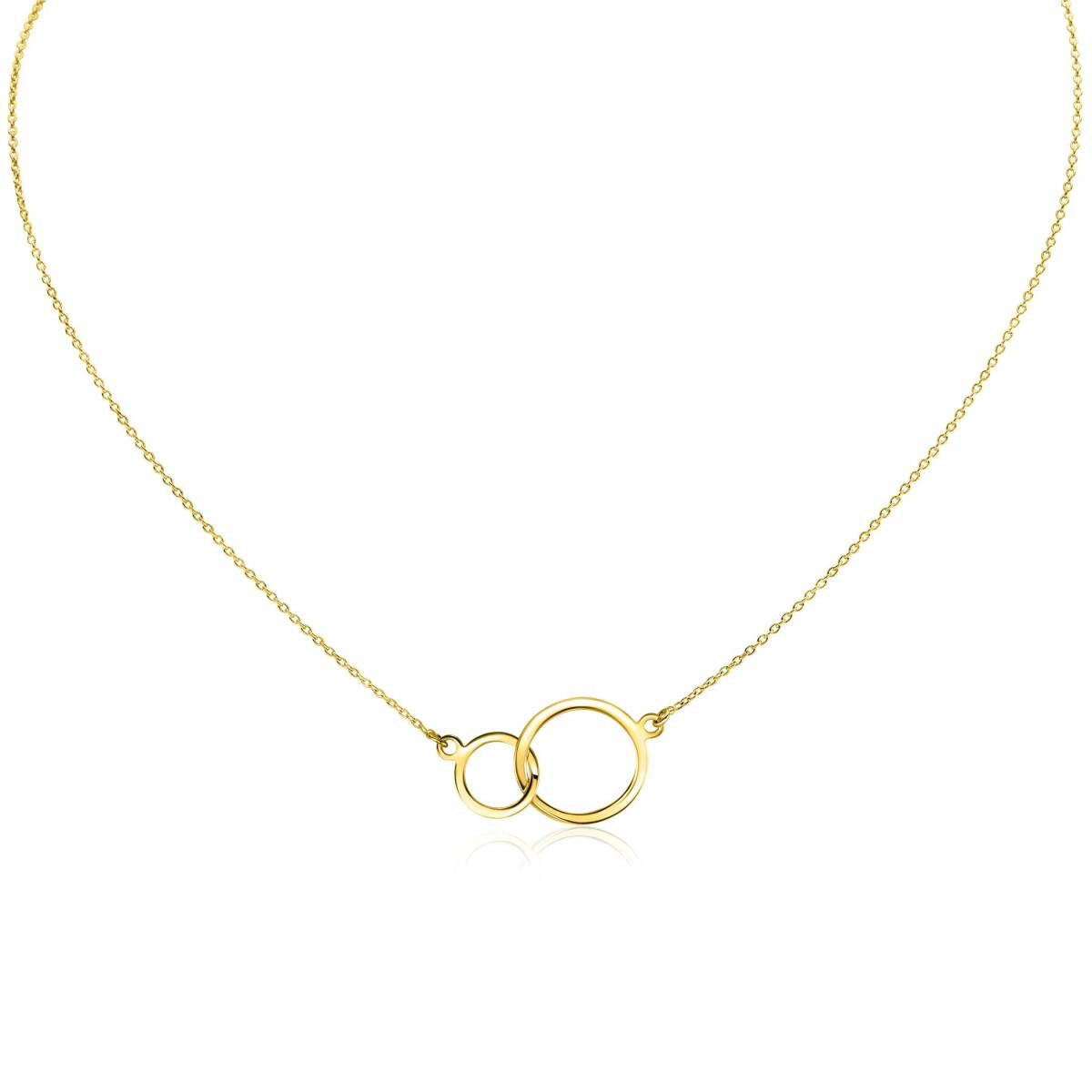 Zinzi ZGC113 14-karaat gouden ketting met twee open cirkels - Lengte 40-42 cm