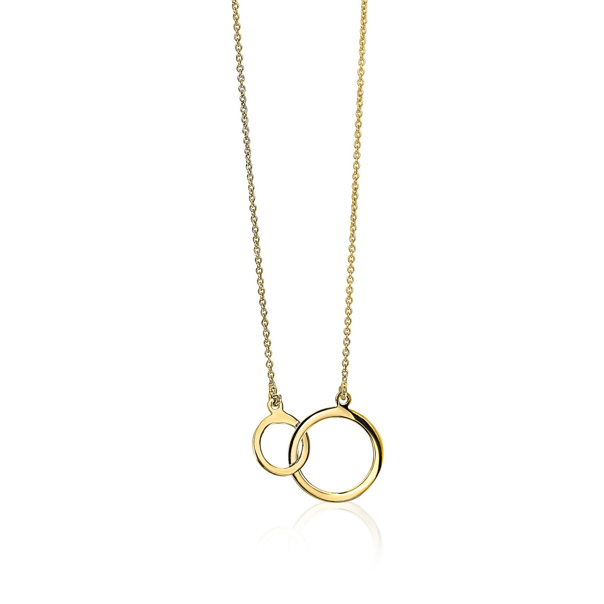 Zinzi ZGC113 14-karaat gouden ketting met twee open cirkels - Lengte 40-42 cm