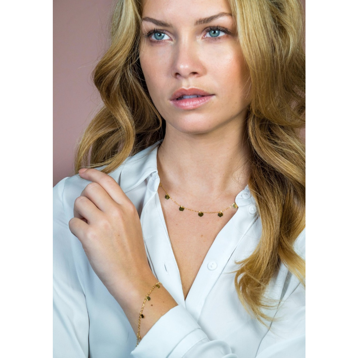 Zinzi ZGC167 gouden jasseronketting met rondjes 8 mm breed - Lengte 43-45 cm