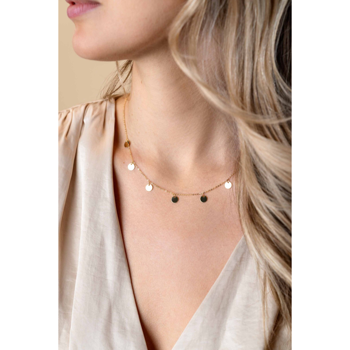 Zinzi ZGC167 gouden jasseronketting met rondjes 8 mm breed - Lengte 43-45 cm