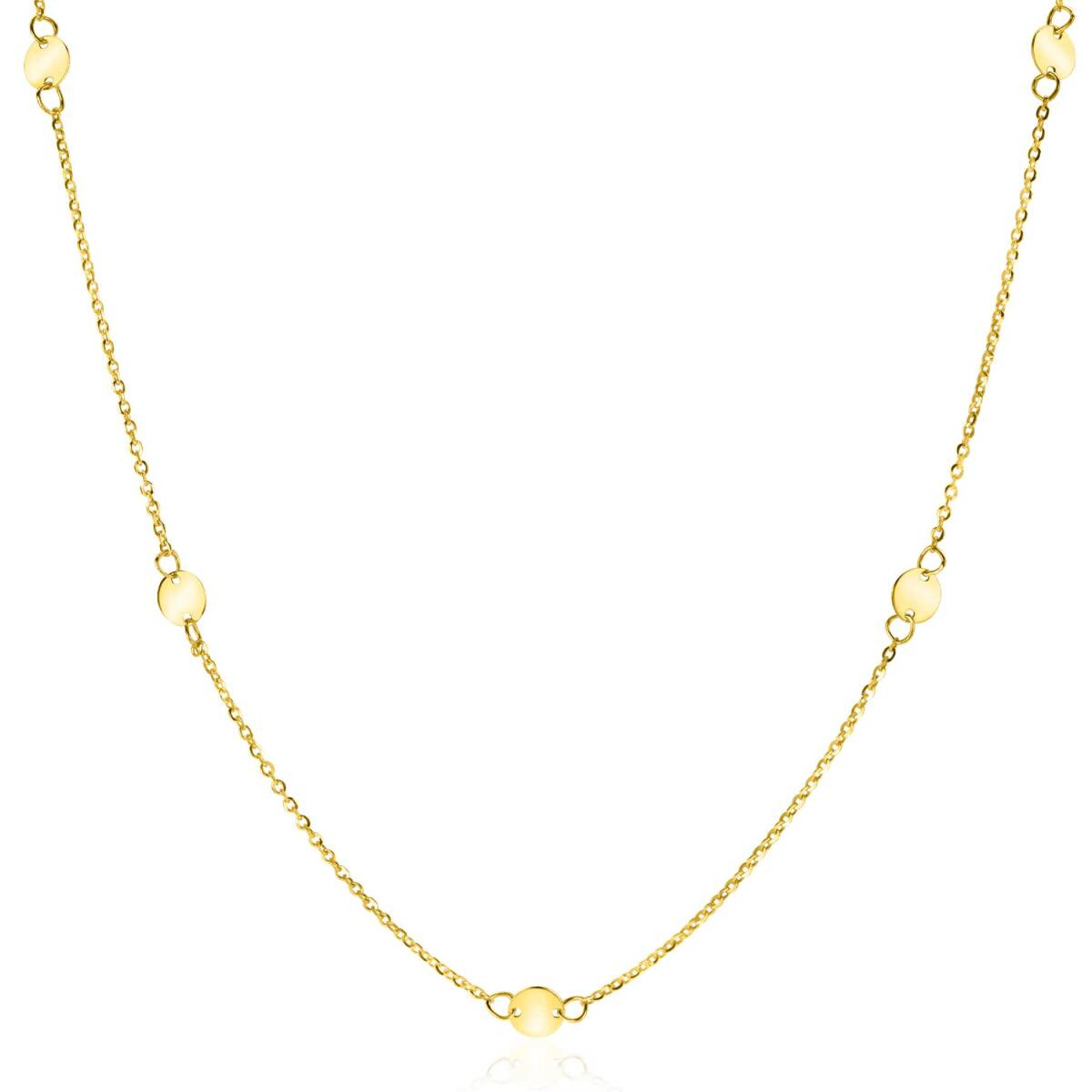 Zinzi ZGC444 gouden schakelketting met ronde plaatjes 5 mm breed - Lengte 42-45 cm